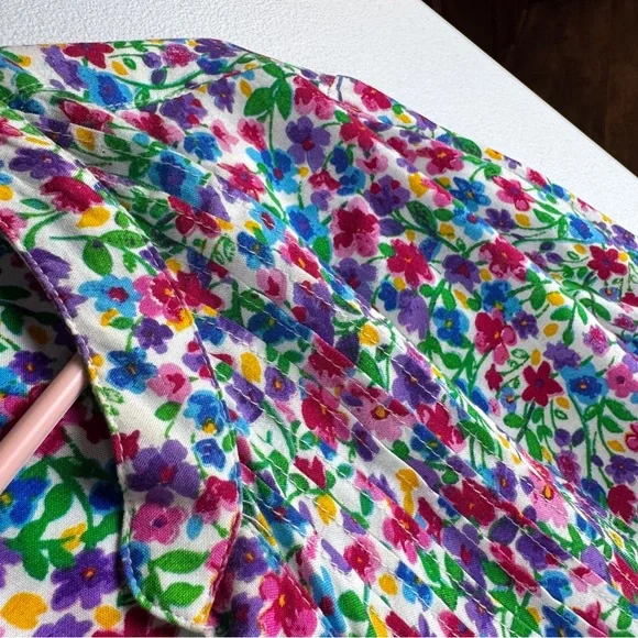 CD Daniels Top Womens Plus 2X Colorful Floral V-Neck 3/4 Sleeves Rayon Pintuck - Picture 3 of 6